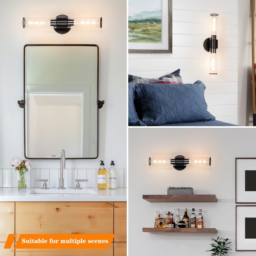 Daunton Matte Black Wall Sconces Set of Two