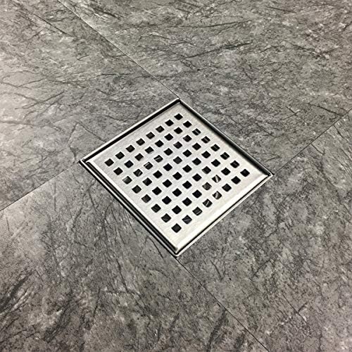 Neodrain 4-Inch Square Shower Drain with Hair Strainer