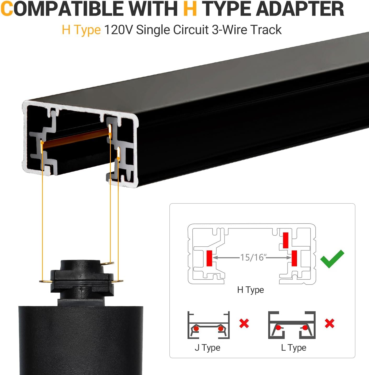 VANoopee H Track Lighting Rails Kit 66FT Black 1