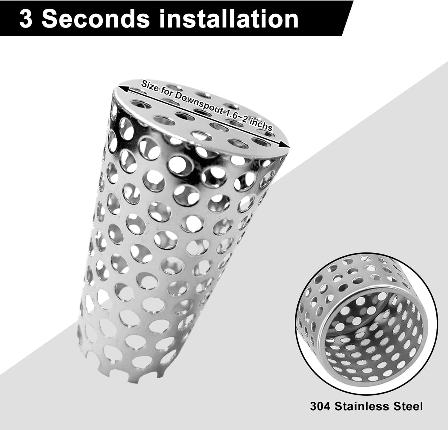 2-Pack 304 Stainless Steel Floor Drain Covers with Hair Catcher 1