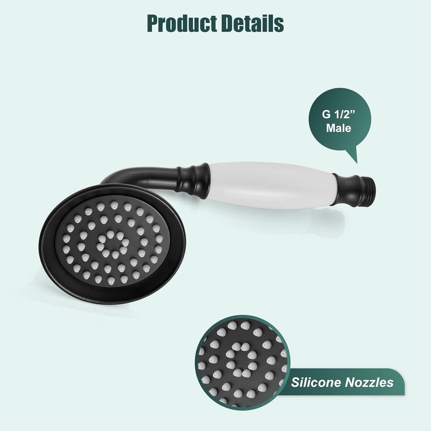 Heyalan Handheld Sprayer Matte Black Brass Showerhead