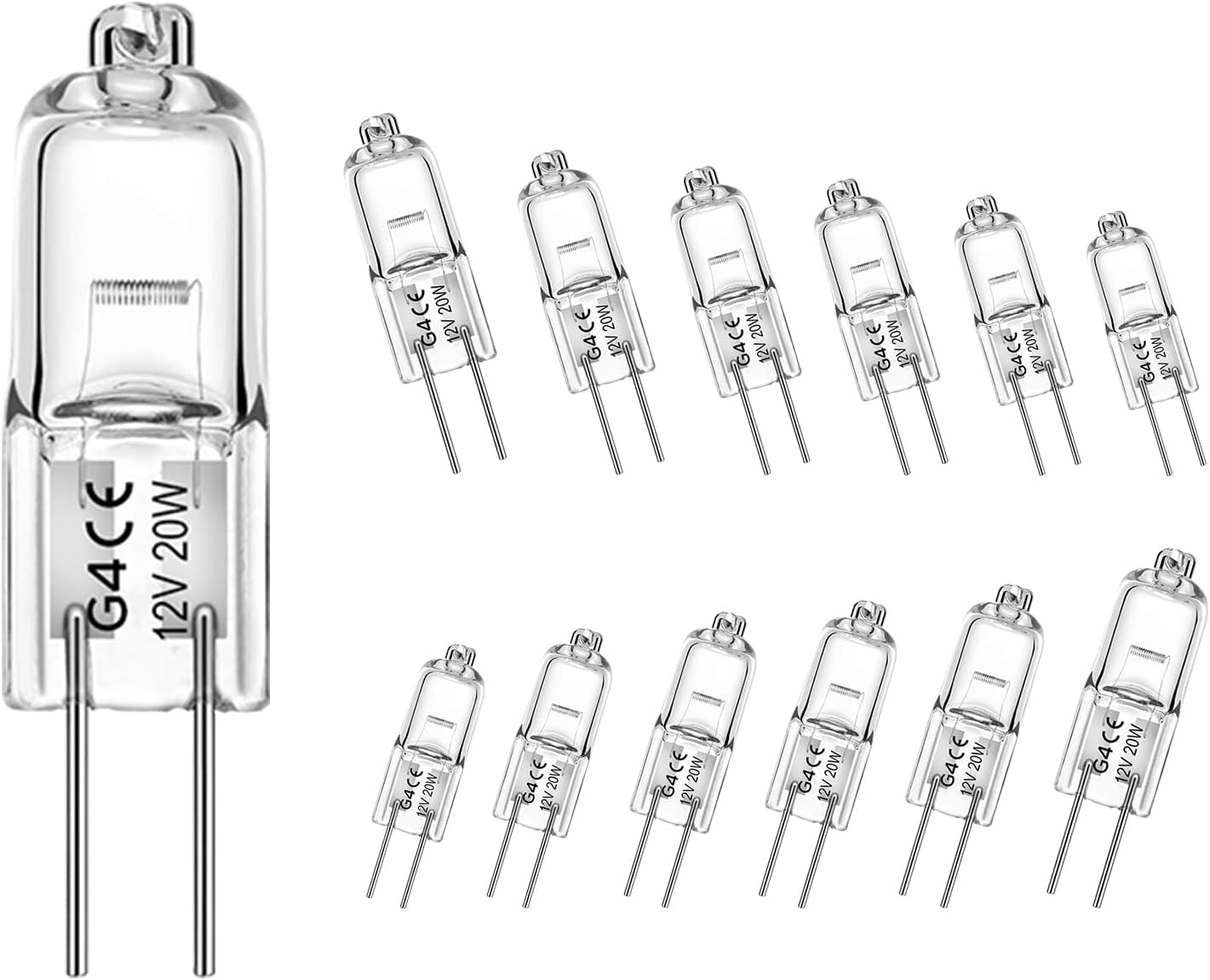 WeshLMPO G4 Bulb 12V 20W Halogen 2 Pin 12 Pack