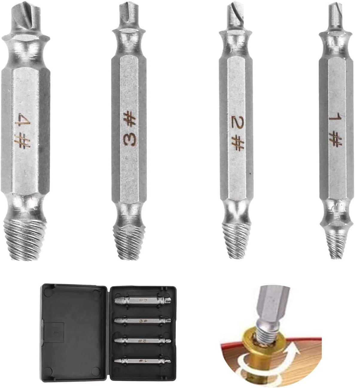 Damaged Screw Extractor Set for Stripped Screws Nuts Bolts