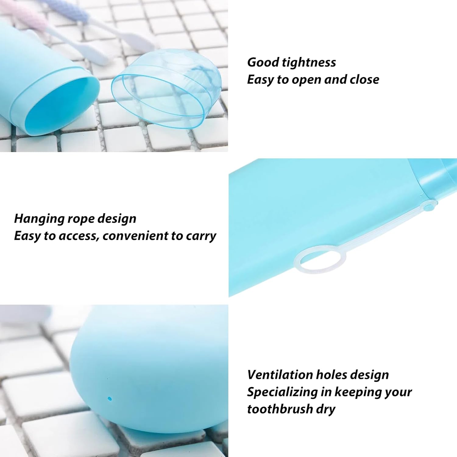 2 Pack YKuzLx Toothbrush Travel Case with Ventilation Hole - Purple Blue
