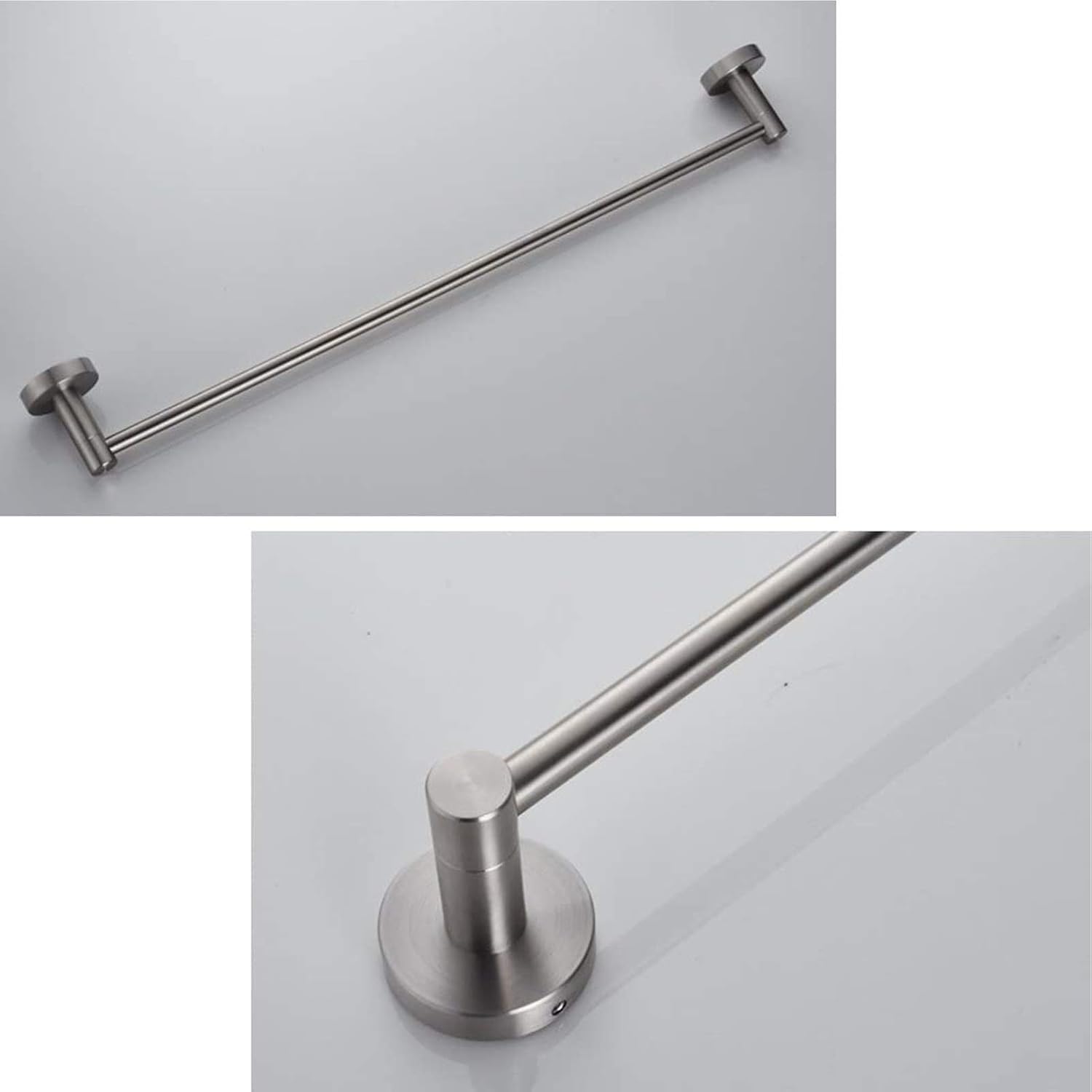 Round Towel Rail Bar for Bathroom Stainless Brushed Finish Single