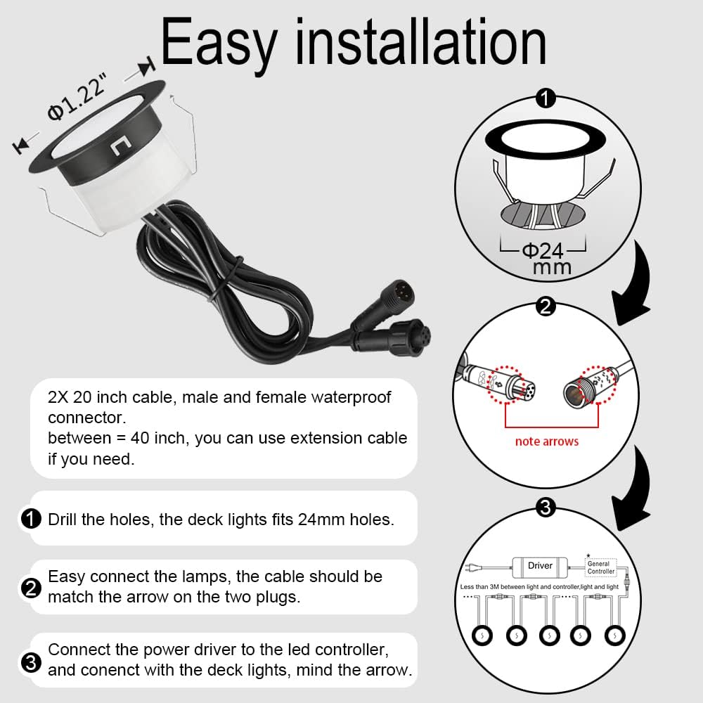 Sumaote 10Pcs LED Deck Light Kit with WiFi Control