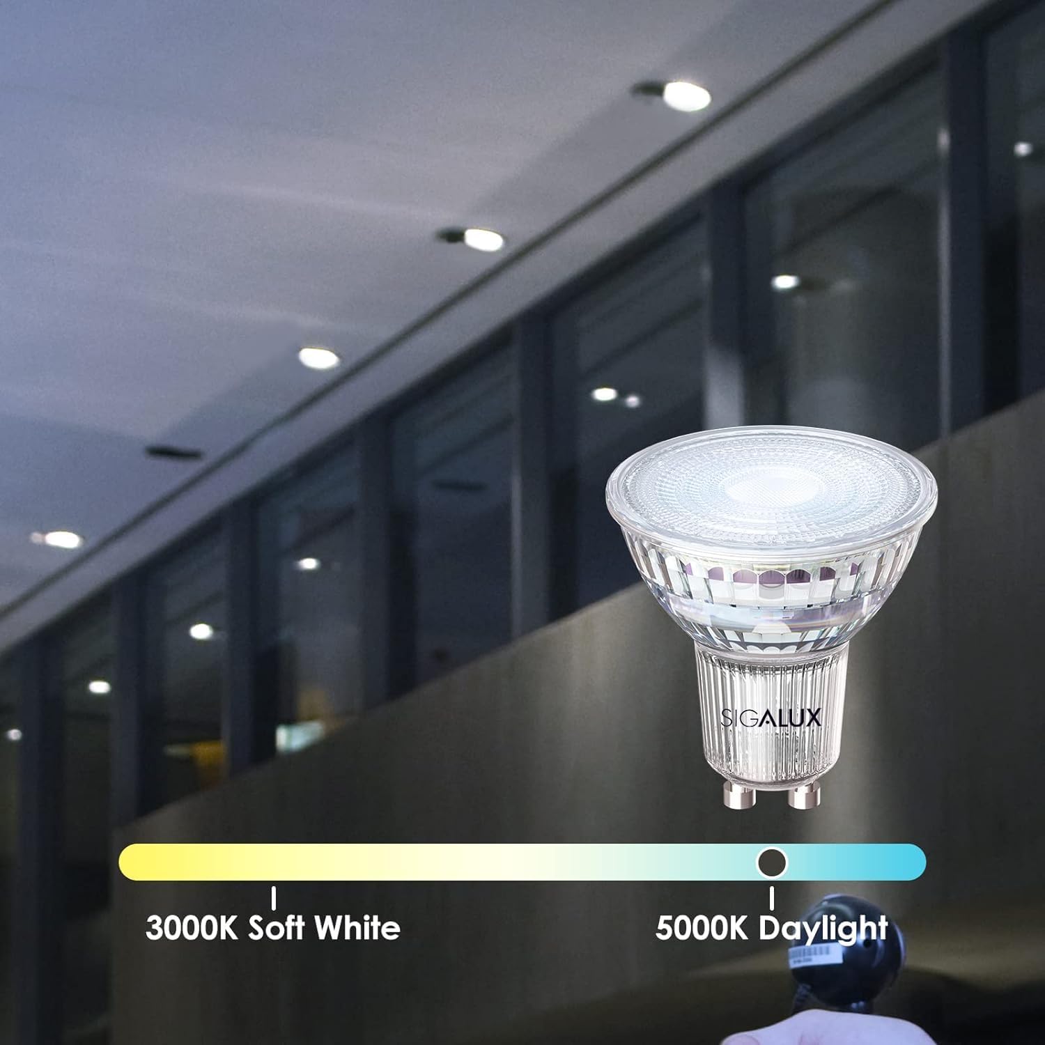 Sigalux GU10 LED Bulbs Dimmable 5000K Daylight White 45W 450LM Pack of 8
