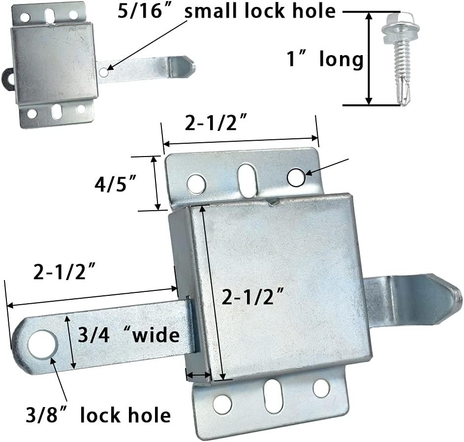 Garage Door Side Lock Inside Deadlock 2 Pack
