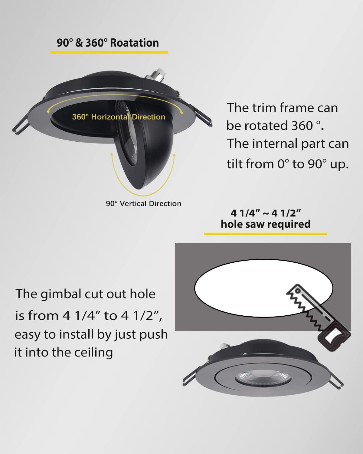 POPANU 4 Inch LED Rechargeable Recessed Light 6 Pack