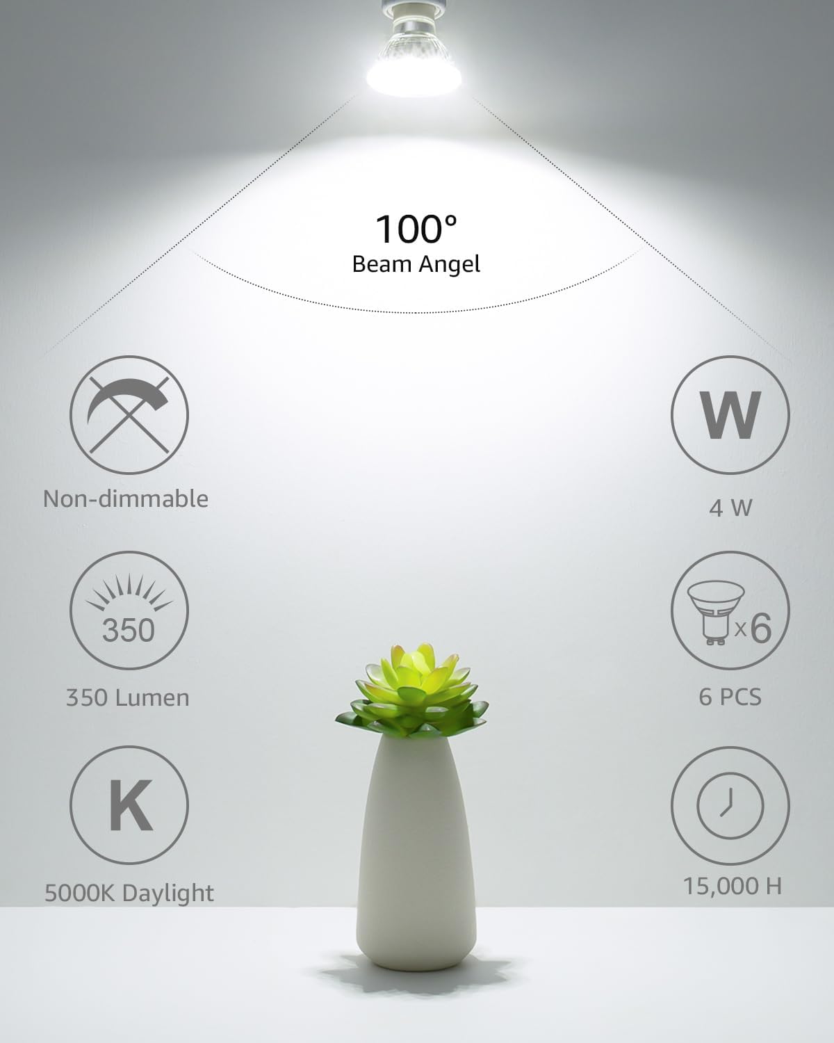 Lepro GU10 LED Bulbs Non Dimmable 6 Pack 5000K Daylight