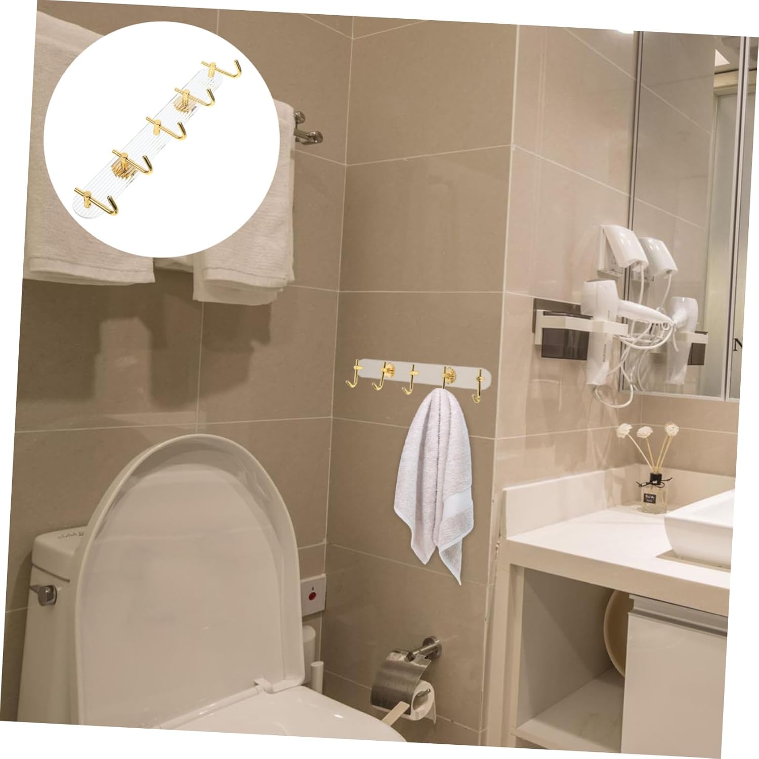 Cabilock Wall Mount Hook for Towels and Mop Broom Storage