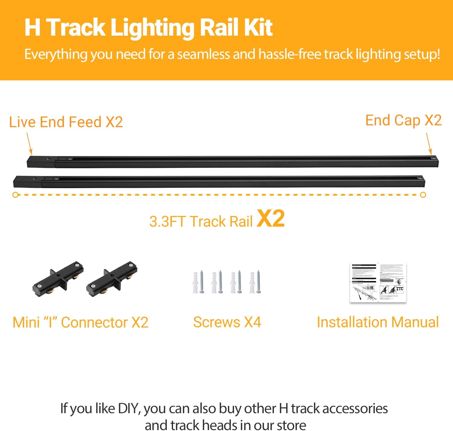 VANoopee H Track Lighting Rails Kit 66FT Black 1