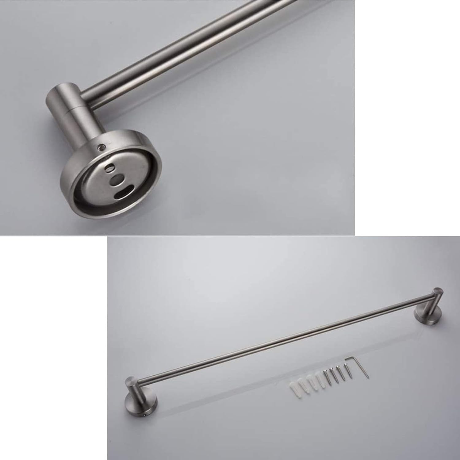 Round Towel Rail Bar for Bathroom Stainless Brushed Finish Single