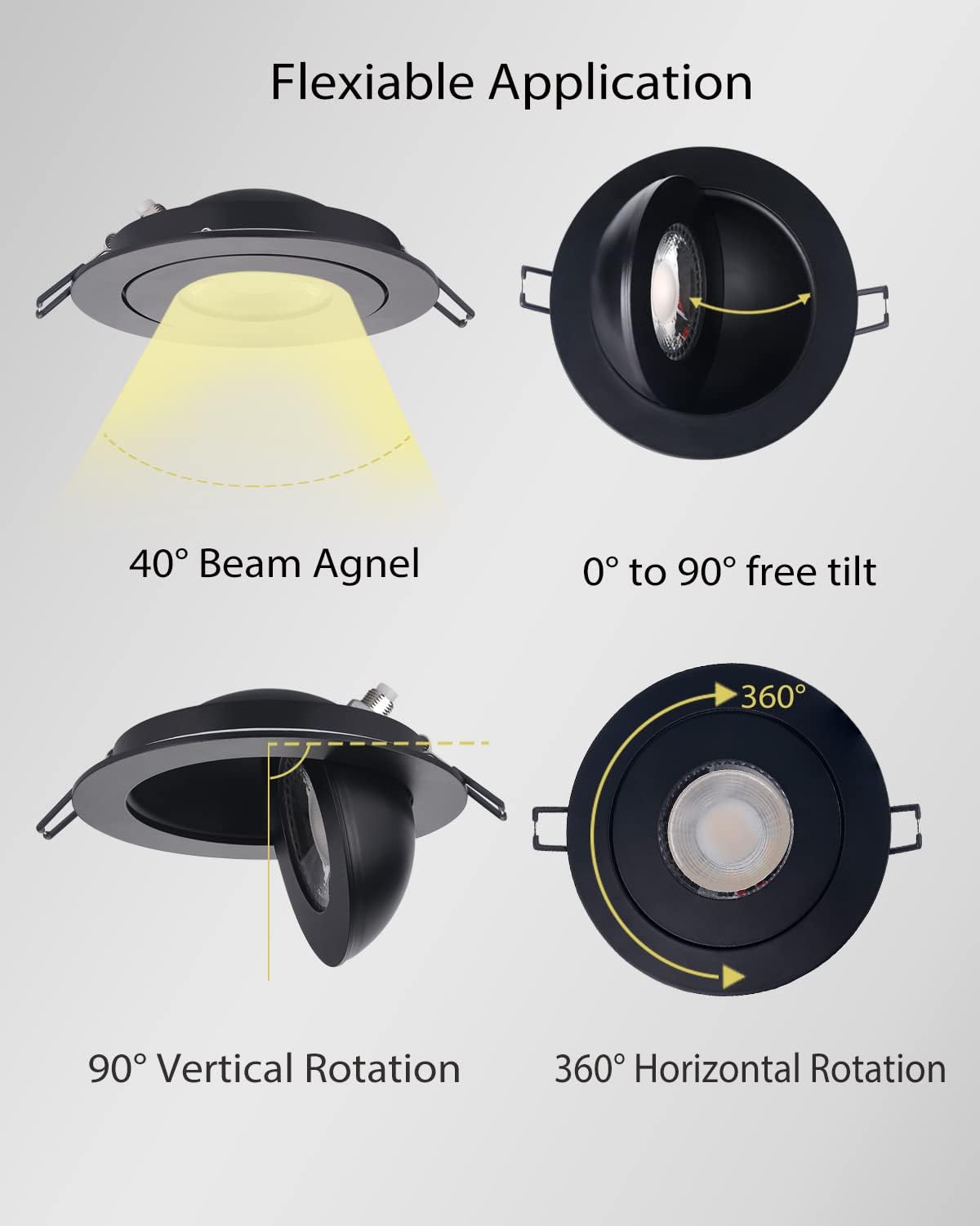 POPANU 4 Inch LED Rechargeable Recessed Light 6 Pack