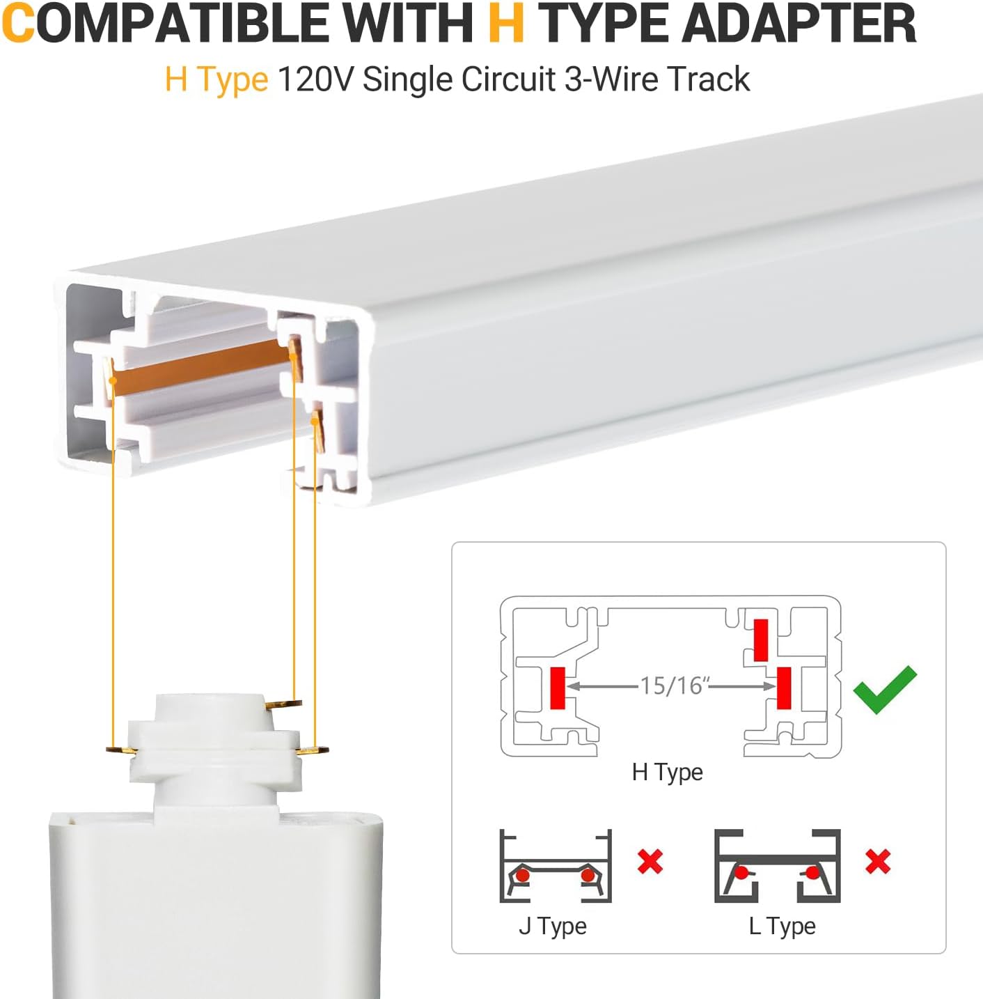 VANoopee H Track Lighting Rails Kit 66FT White 1