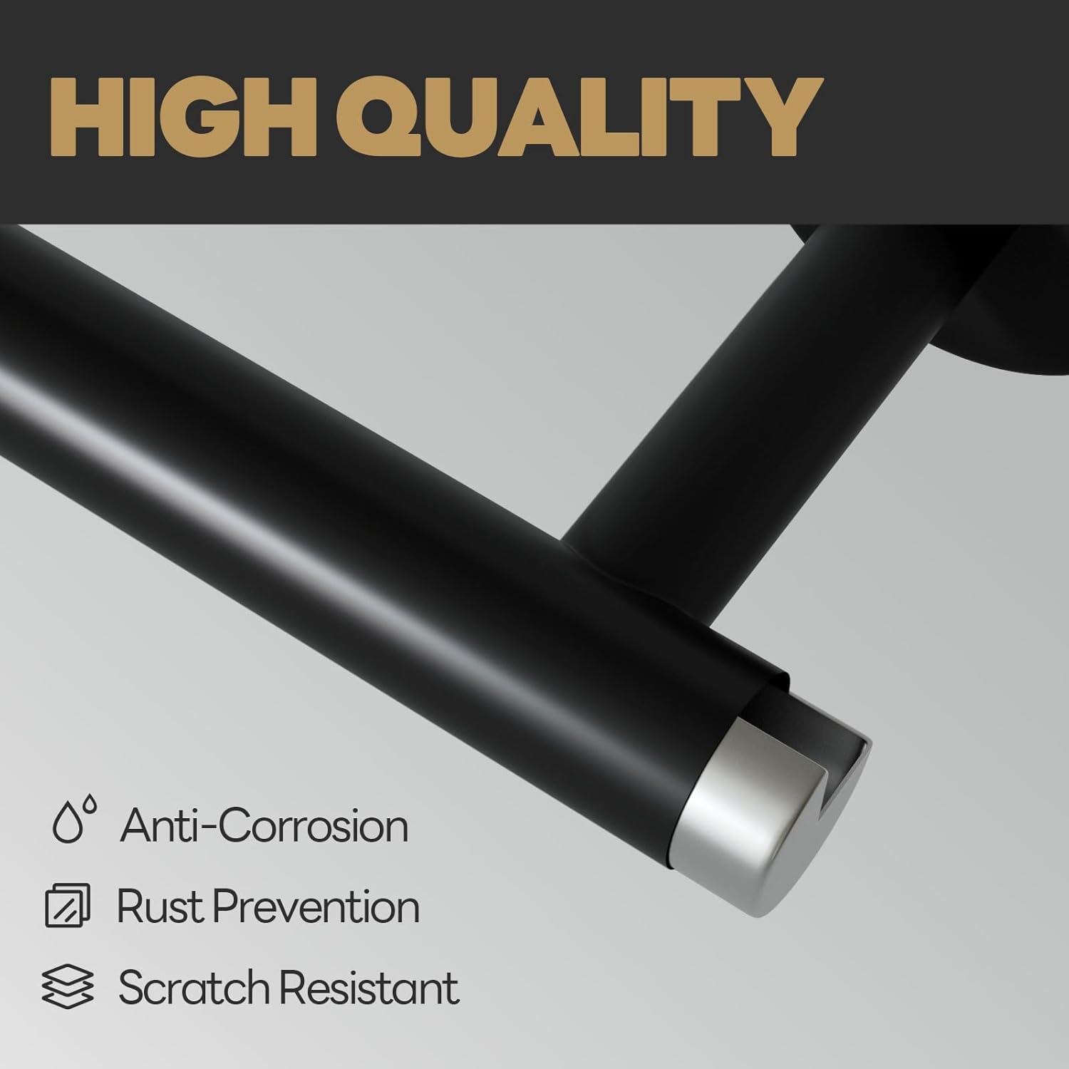 Volkee Matte Black Tower Bar - Stainless Steel Bathroom Towel Holder