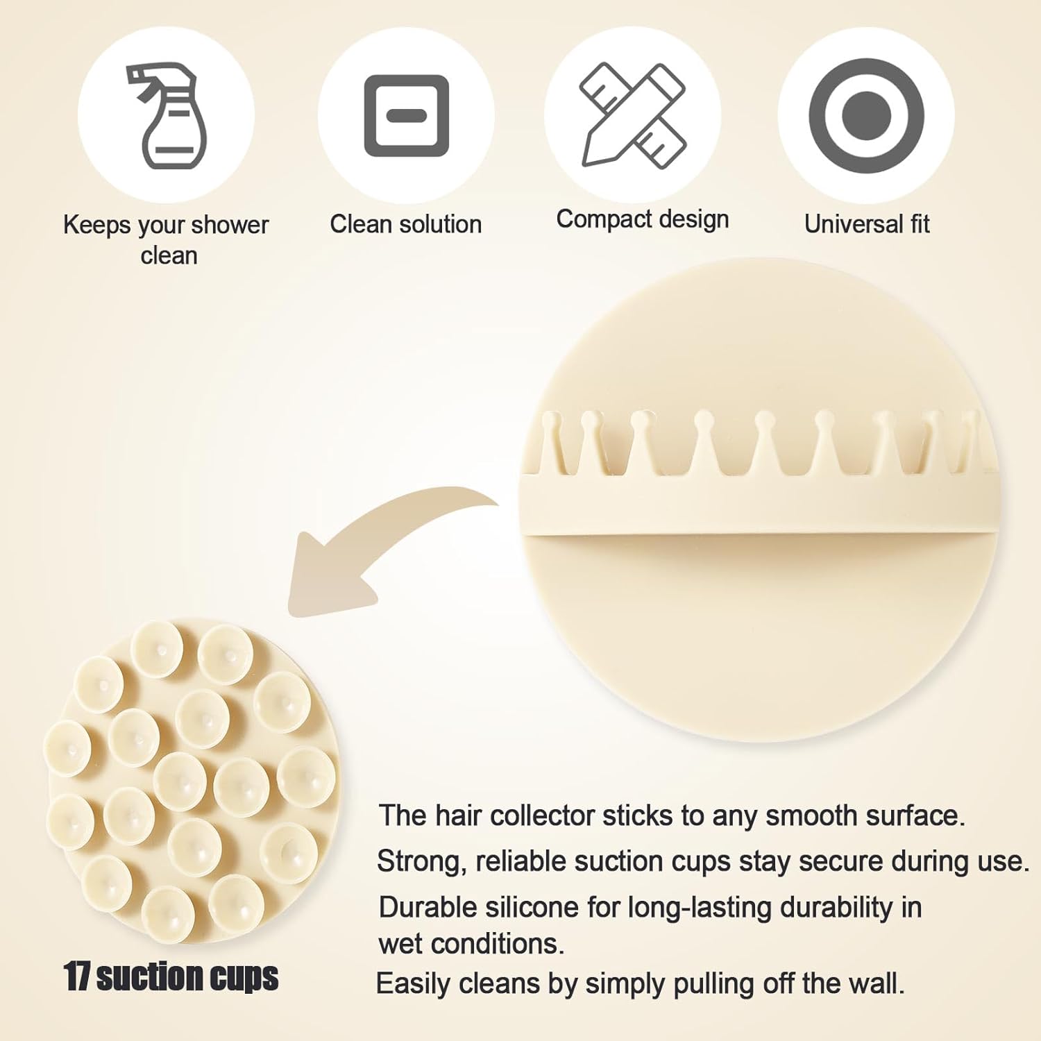 Tinoaly Shower Hair Catcher with 17 Suction Cups 1