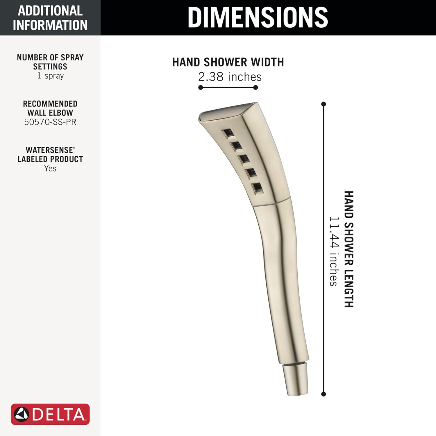 Delta H2Okinetic Handheld Shower Head Brushed Nickel