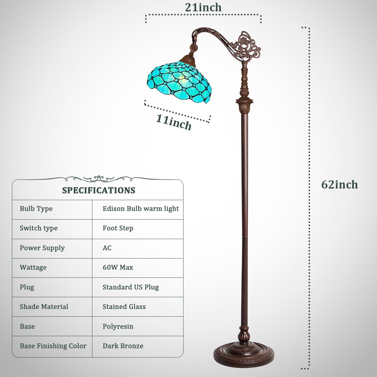 Capulina Tiffany Floor Lamp with Adjustable Angle