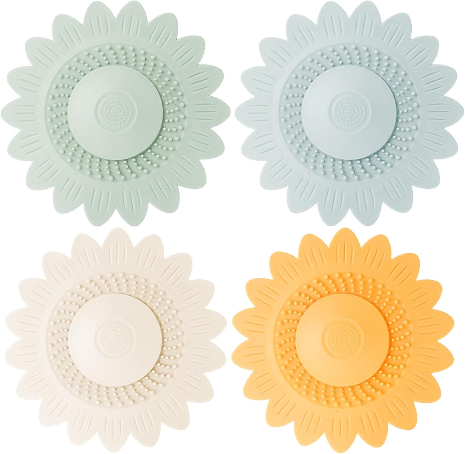 Hair Catcher for Silicone Shower Drains 4 Pack with Sunflower Design