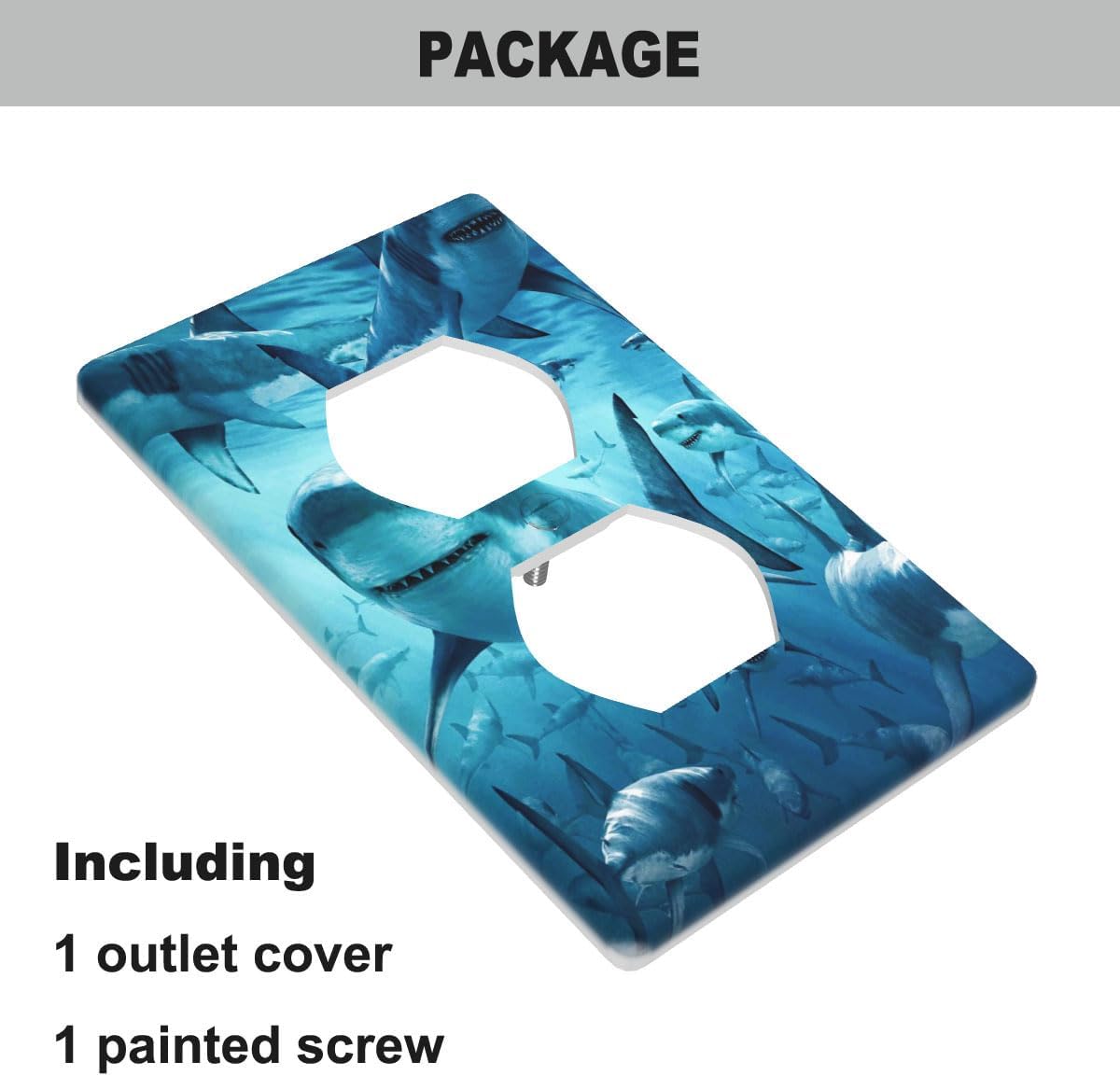 Pznen Shark Themed Wall Plate Cover 1-Gang