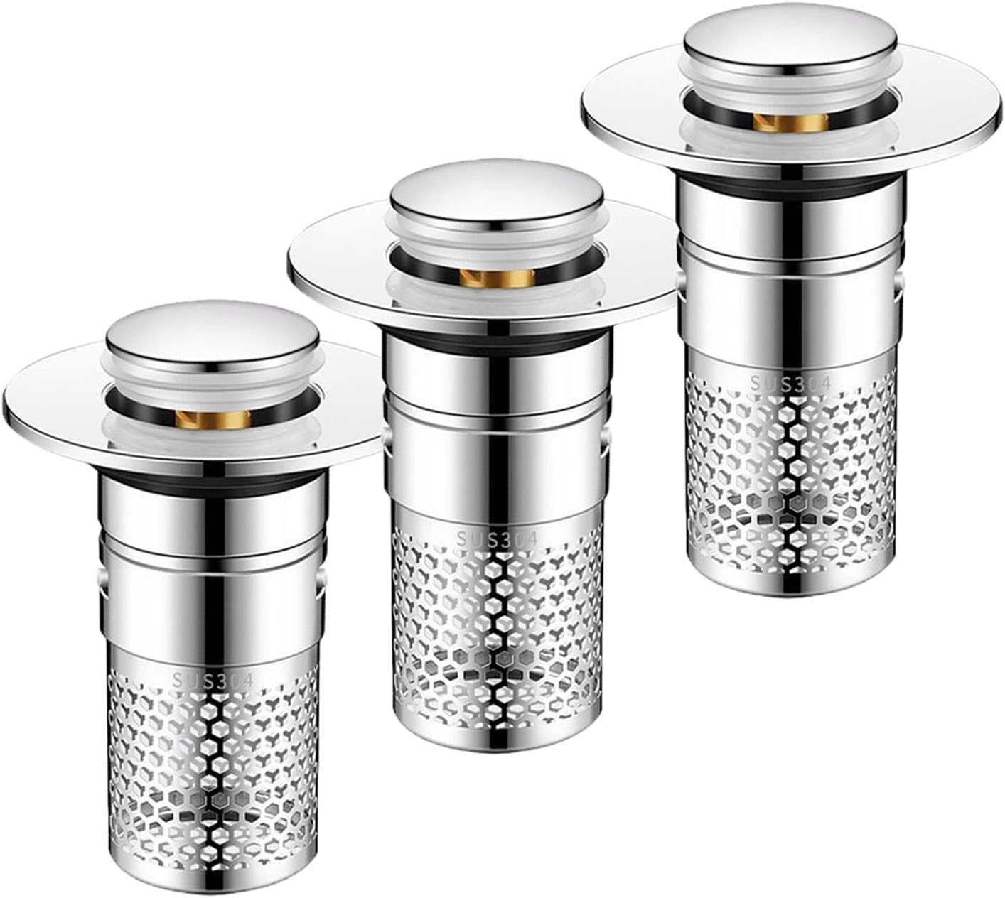 NureBe Pop-Up Drain Strainer with Rust-Proof Hair Catcher
