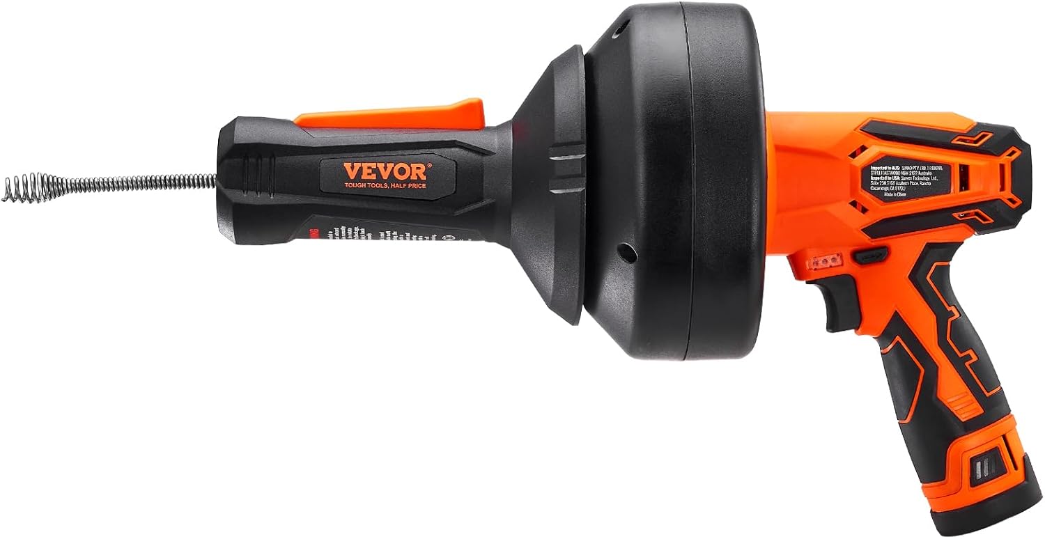 VEVOR 12V Electric Drain Auger with 25FT Cable