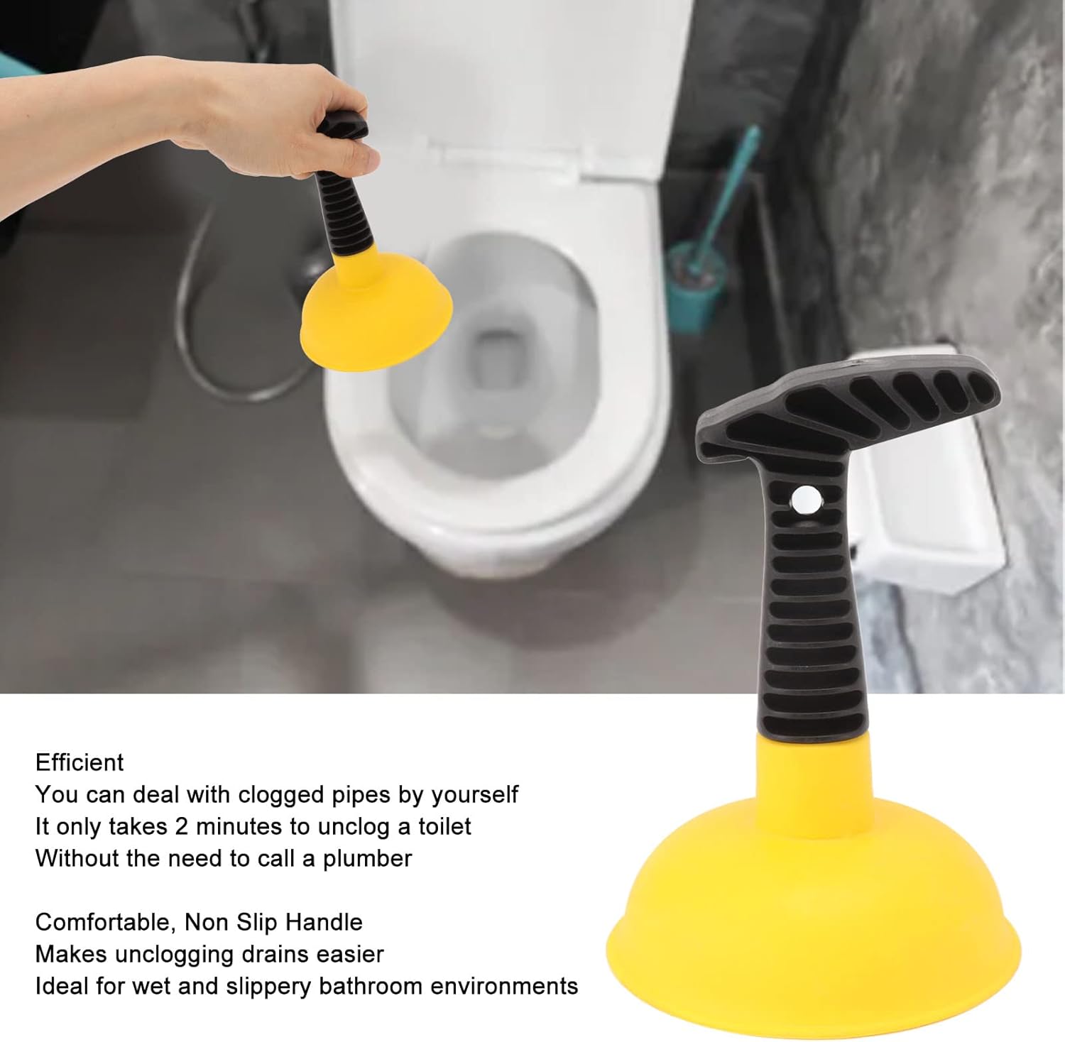 TYTOGE Powerful Mini Plunger with Non-Slip Handle