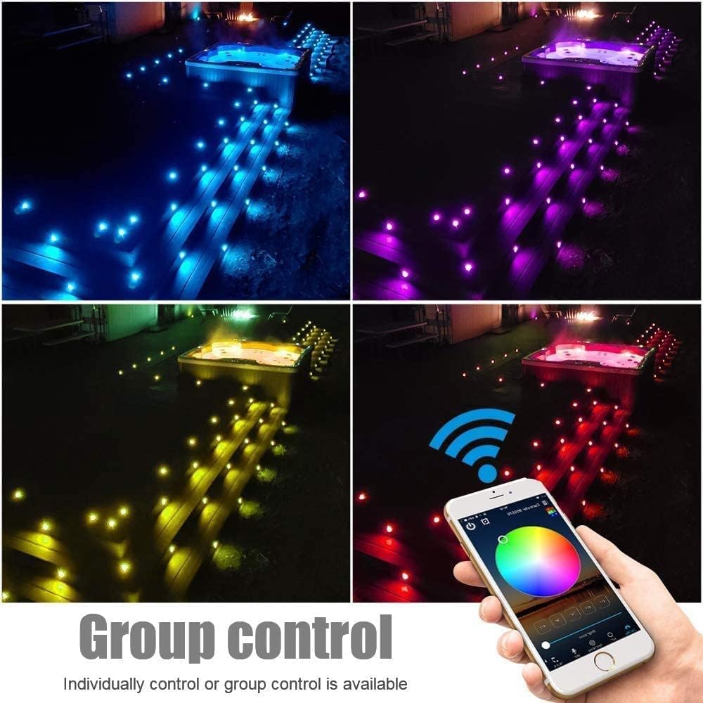 Sumaote LED Deck Lights Kit - 30pcs RGBW WiFi Smart Outdoor Landscape Lighting