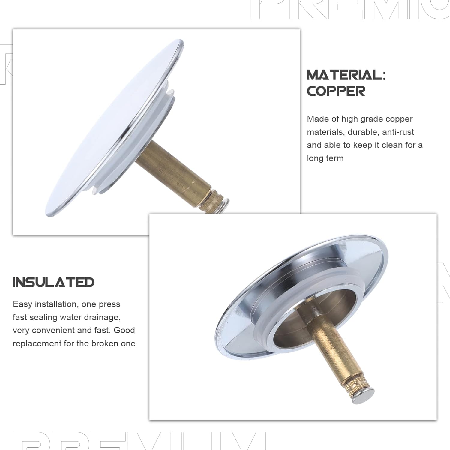Zerodeko Copper Bath Tub Drain Plug Stopper