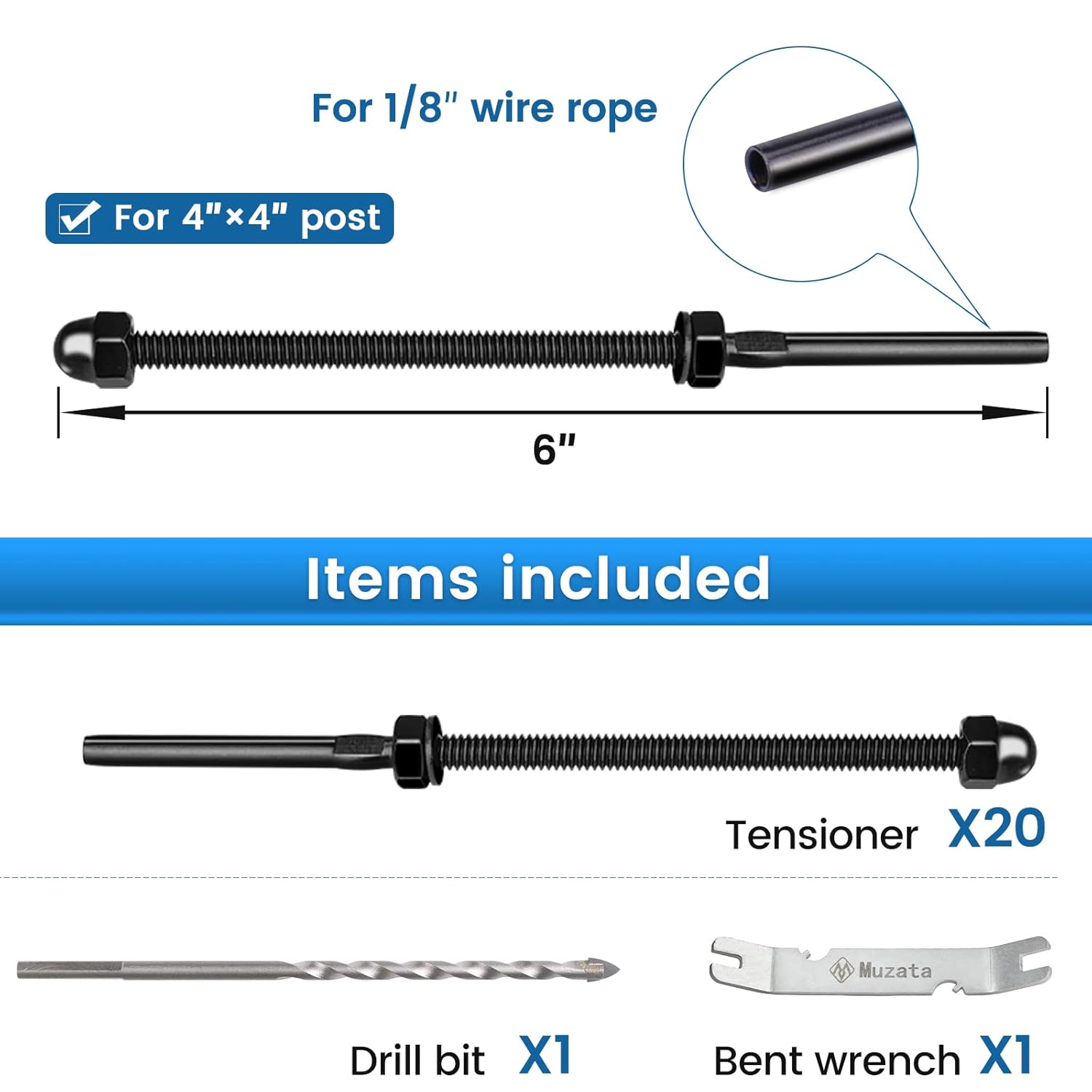 Muzata 20 Pack Cable Railing Tensioner Kit CR316
