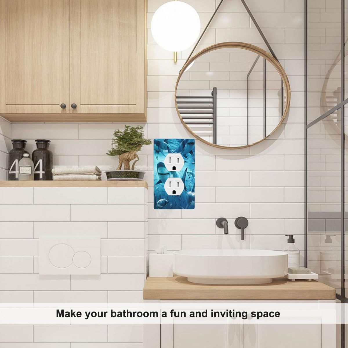 Pznen Shark Themed Wall Plate Cover 1-Gang