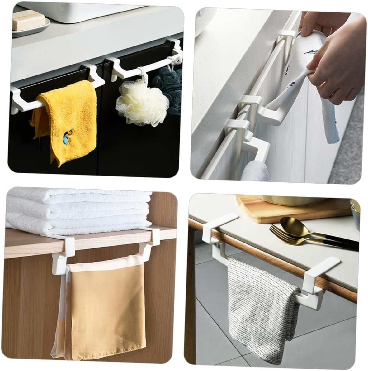 2Pcs No Drill Cabinet Towel Rack for Space Saving Kitchen Bathroom Use