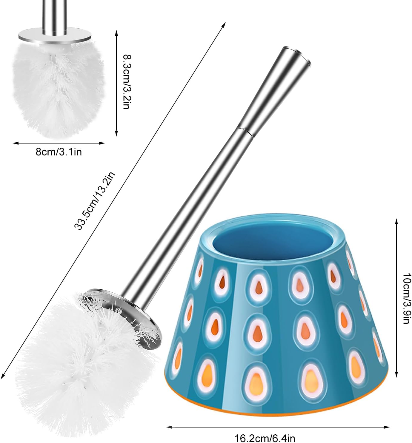 Modern Deep Blue Toilet Brush with Teardrop Pattern