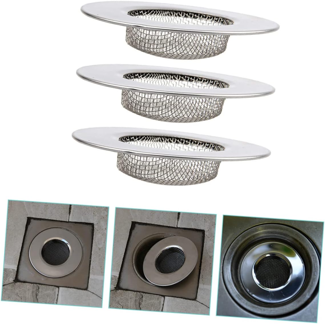 NUOBESTY 3Pcs Stainless Steel Drain Hair Catcher