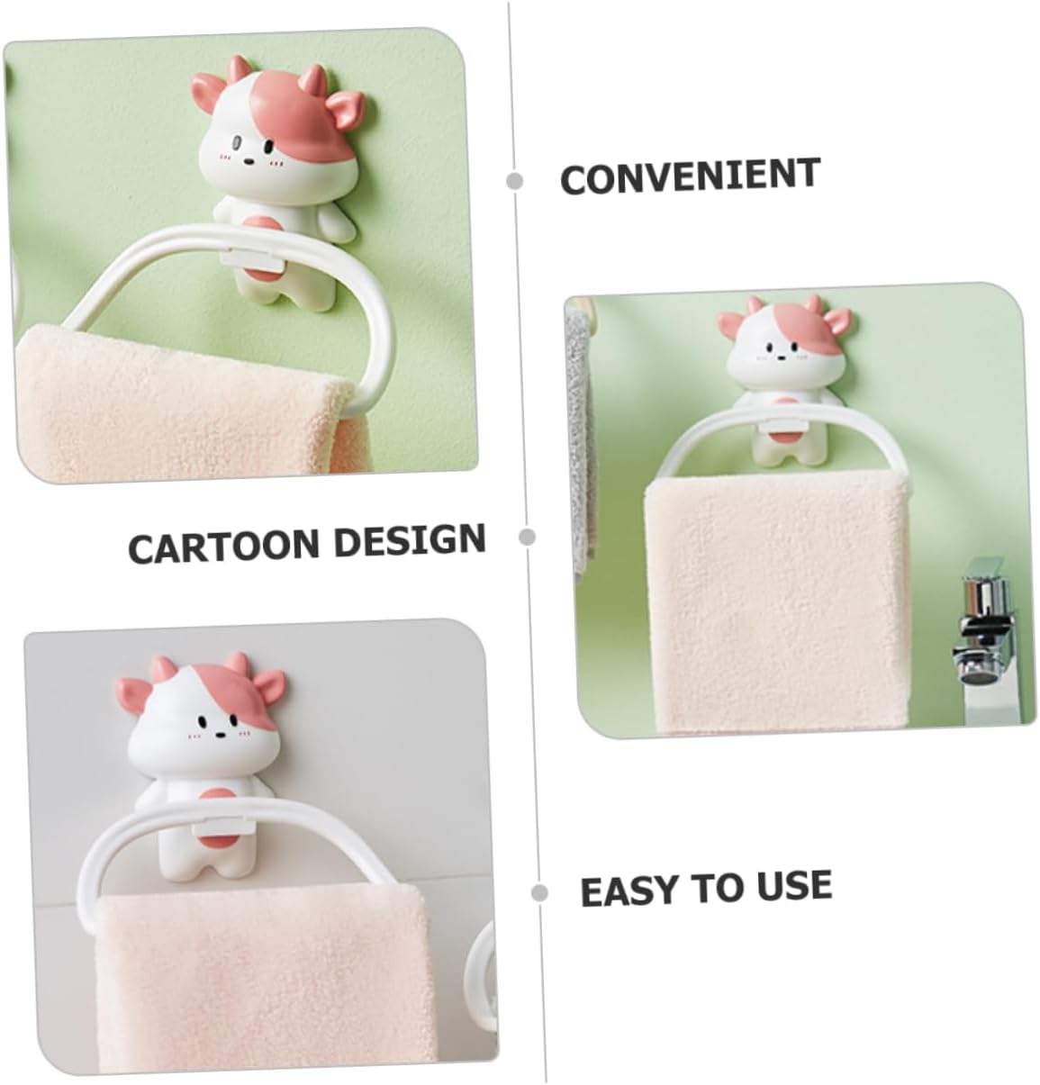 Happyyami Cartoon Cow Towel Holder Over The Door Rack 1