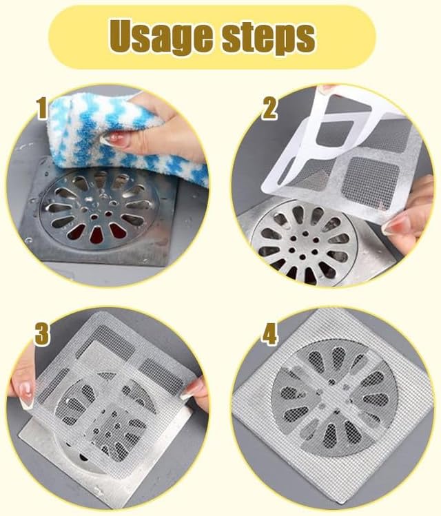 Disposable Hair Drain Stickers 4x4 10PCS for Bathroom and Shower