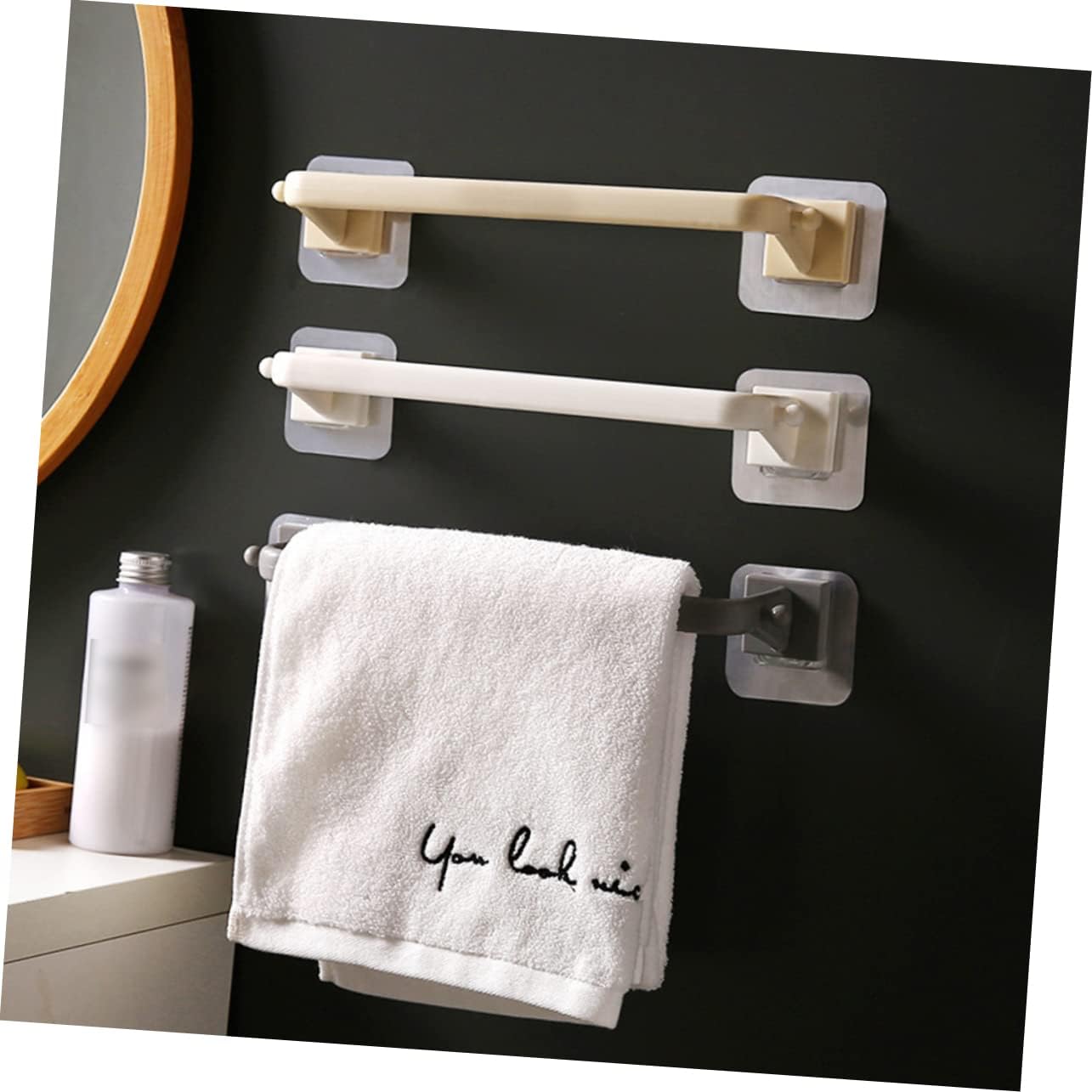 STOBOK 2Pcs Plastic Towel Bar Set Durable Space Saving Bathroom Holder