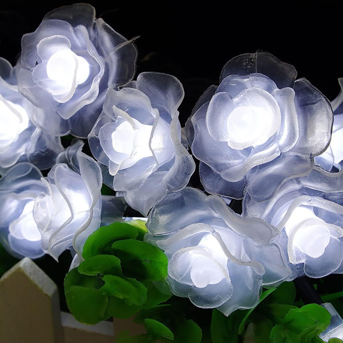WONFAST Solar Flower String Lights - 20LED Rose White 2 Mode