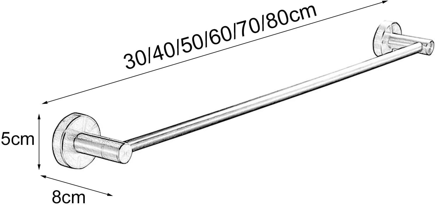 Round Towel Rail Bar for Bathroom Stainless Brushed Finish Single