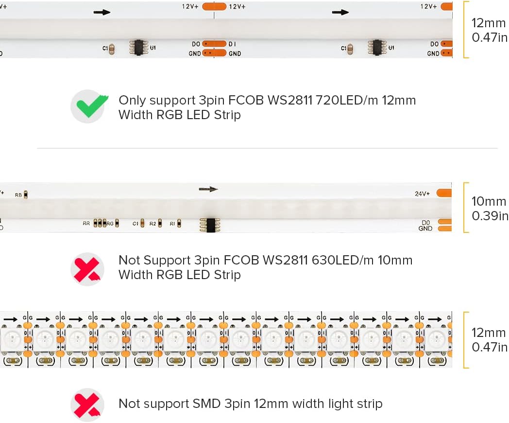 BTF-LIGHTING 3Pin COB LED Strip Connector Kit 8 Pairs 12mm Wide