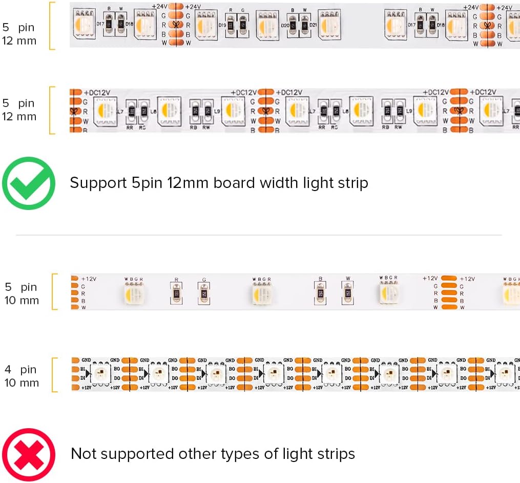 BTF-LIGHTING SMD 5 Pin 12mm Transparent Connector Kit