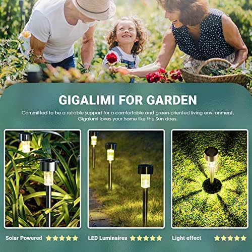 GIGALUMI 16 Pack Solar Path Lights Outdoor