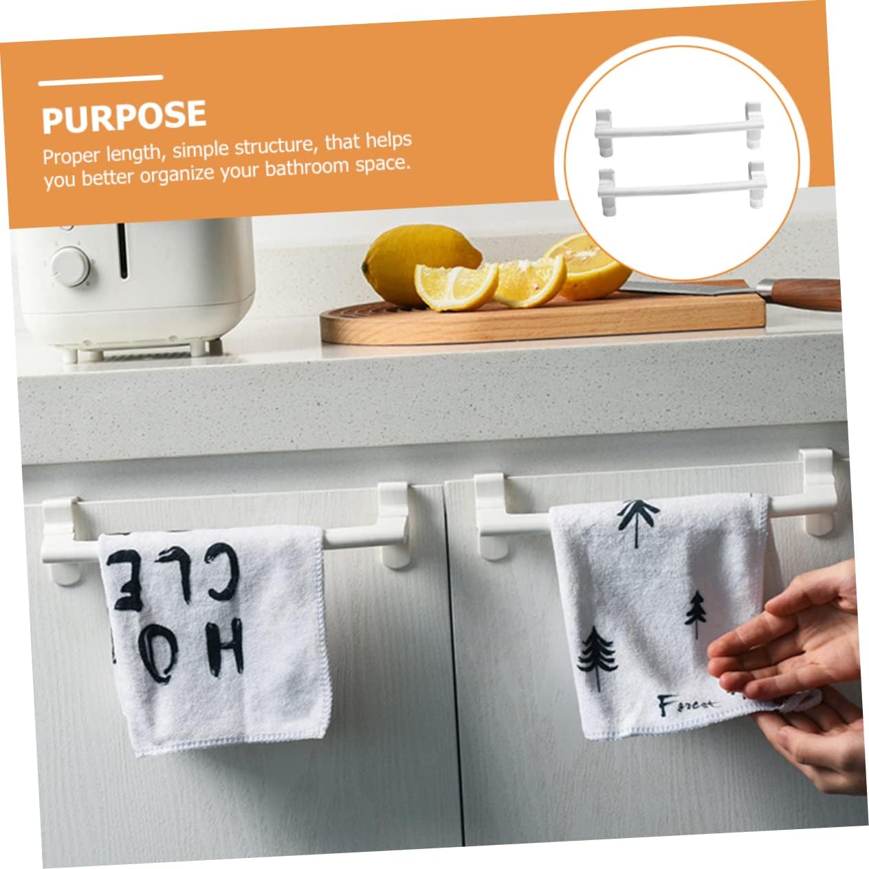 2Pcs Plastic Towel Holders Wall Mounted Storage Rack