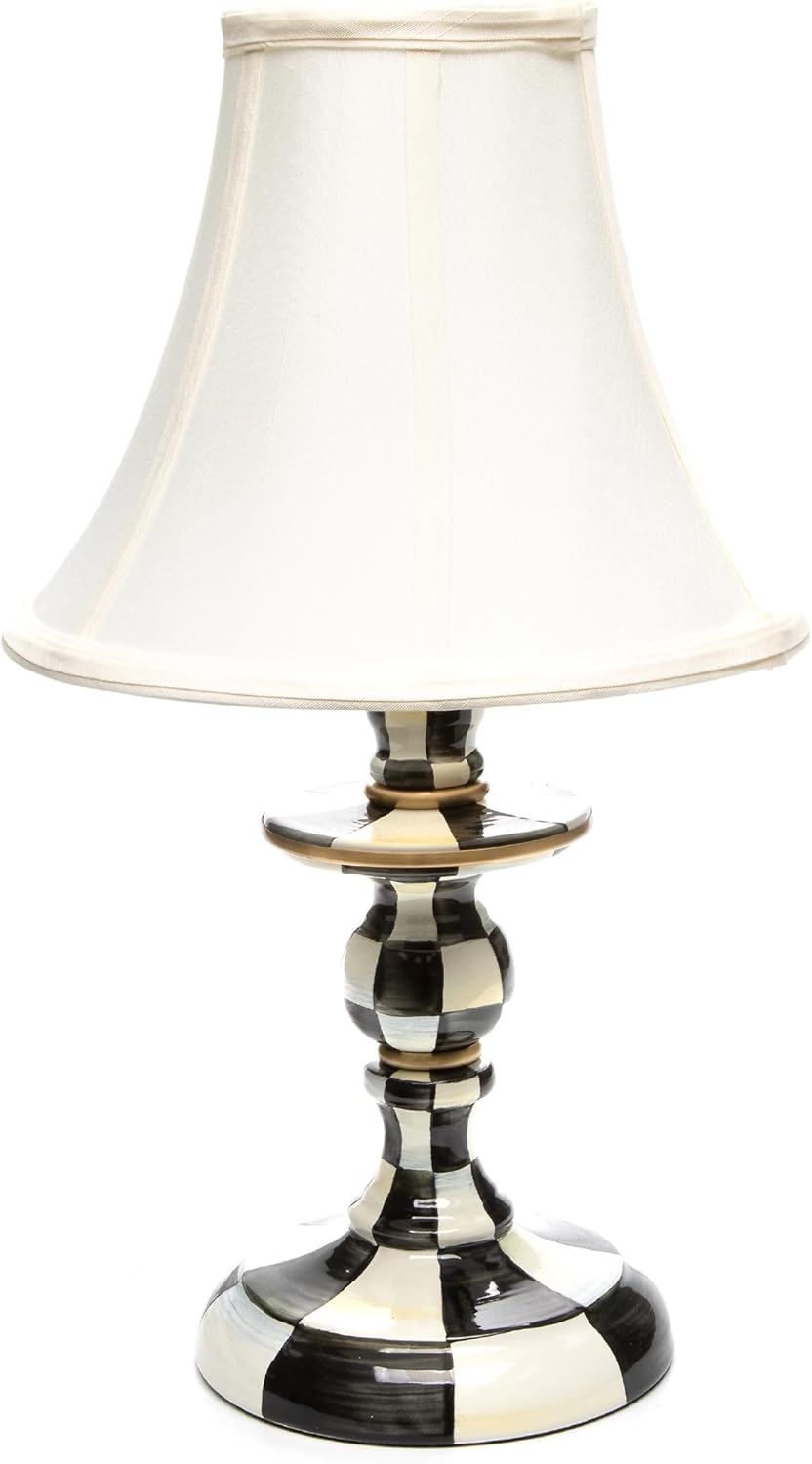 MacKenzie-Childs Candlestick Lamp with Black-and-White Courtly Check
