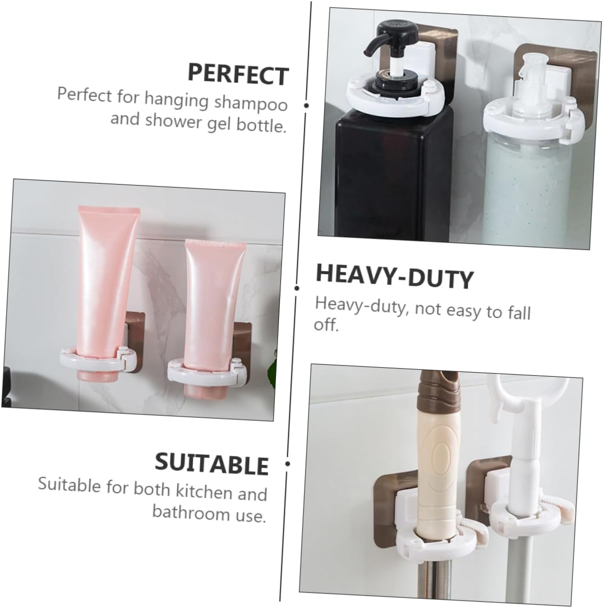 KONTONTY 3pcs Shower Gel Bottle Rack Anti-Falling Wall No Punching