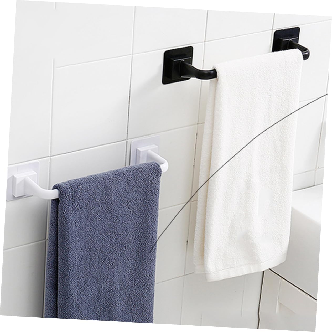 Jojofuny No Drill Plastic Towel Bar Modern Black Design