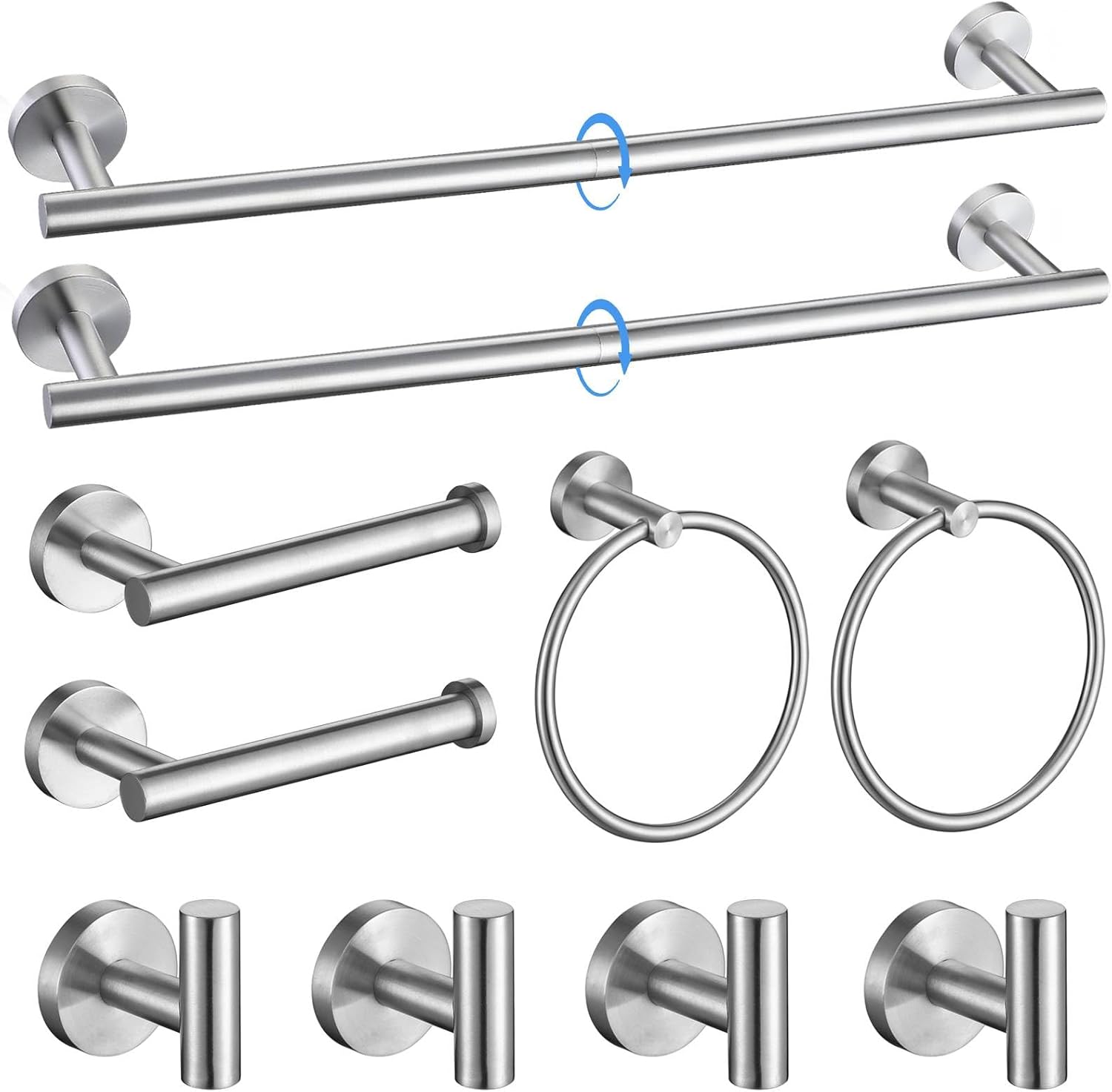 10-Piece Brushed Nickel Bathroom Hardware Set