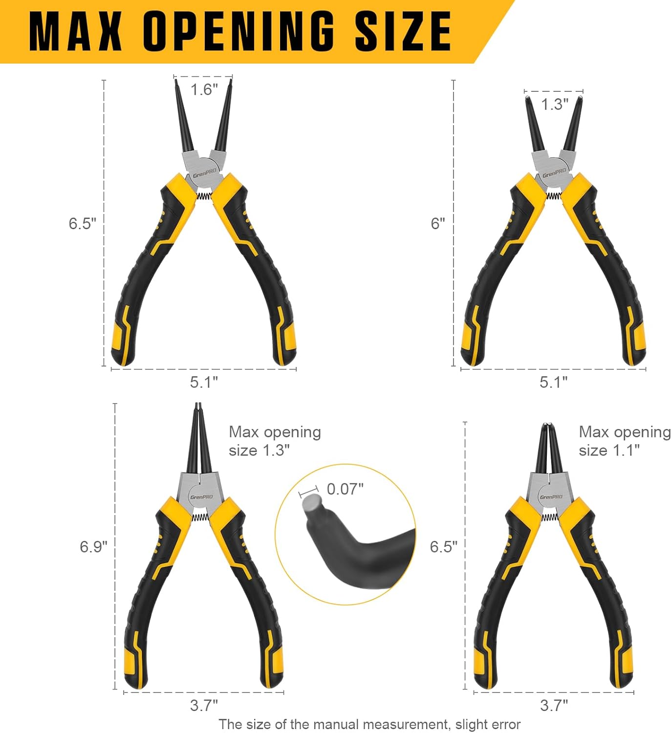 GRENPRO 4-Piece Snap Ring Pliers Set 1