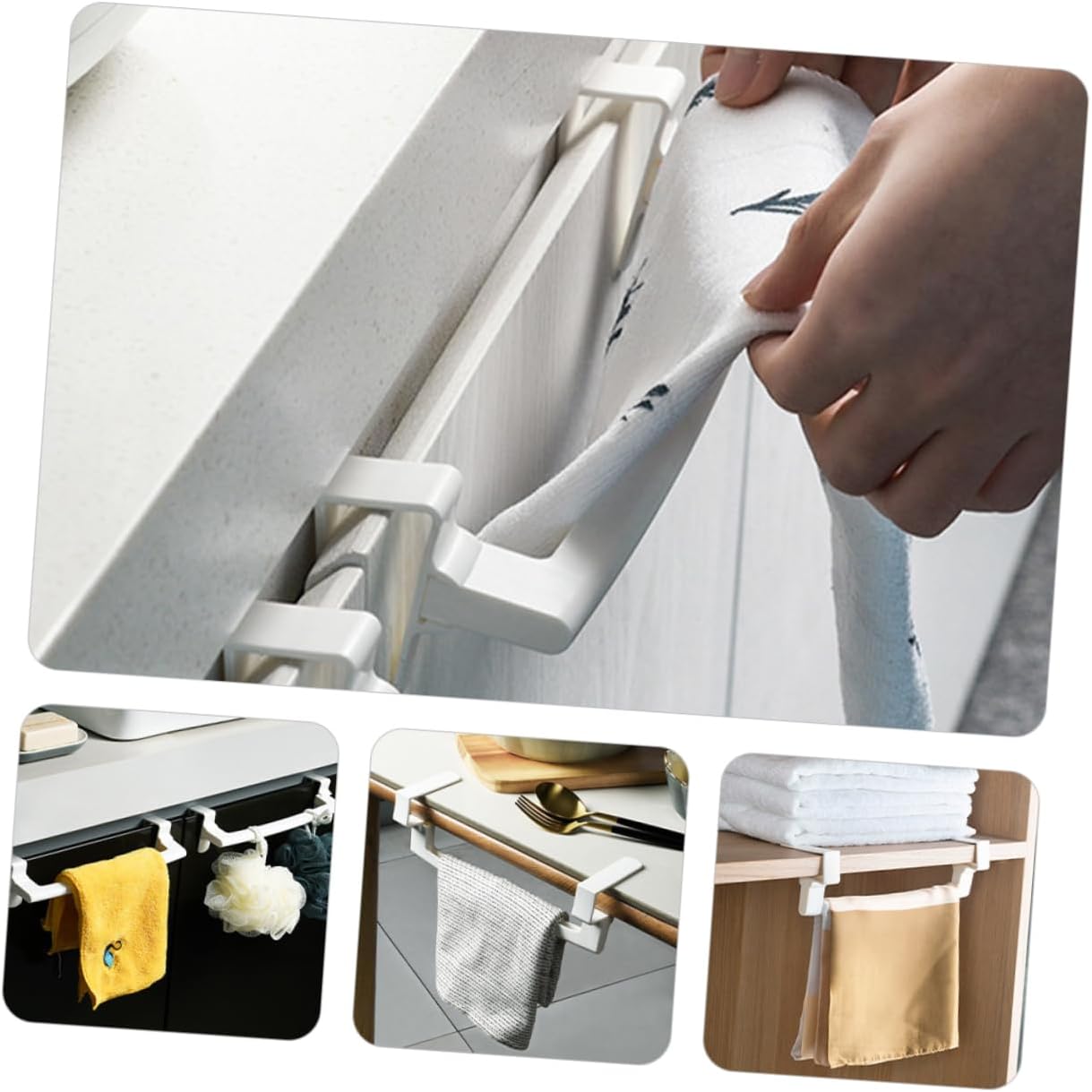 2Pcs No Drill Cabinet Towel Rack for Space Saving Kitchen Bathroom Use